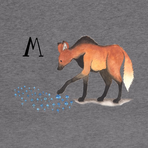 M is for Maned Wolf by thewatercolorwood